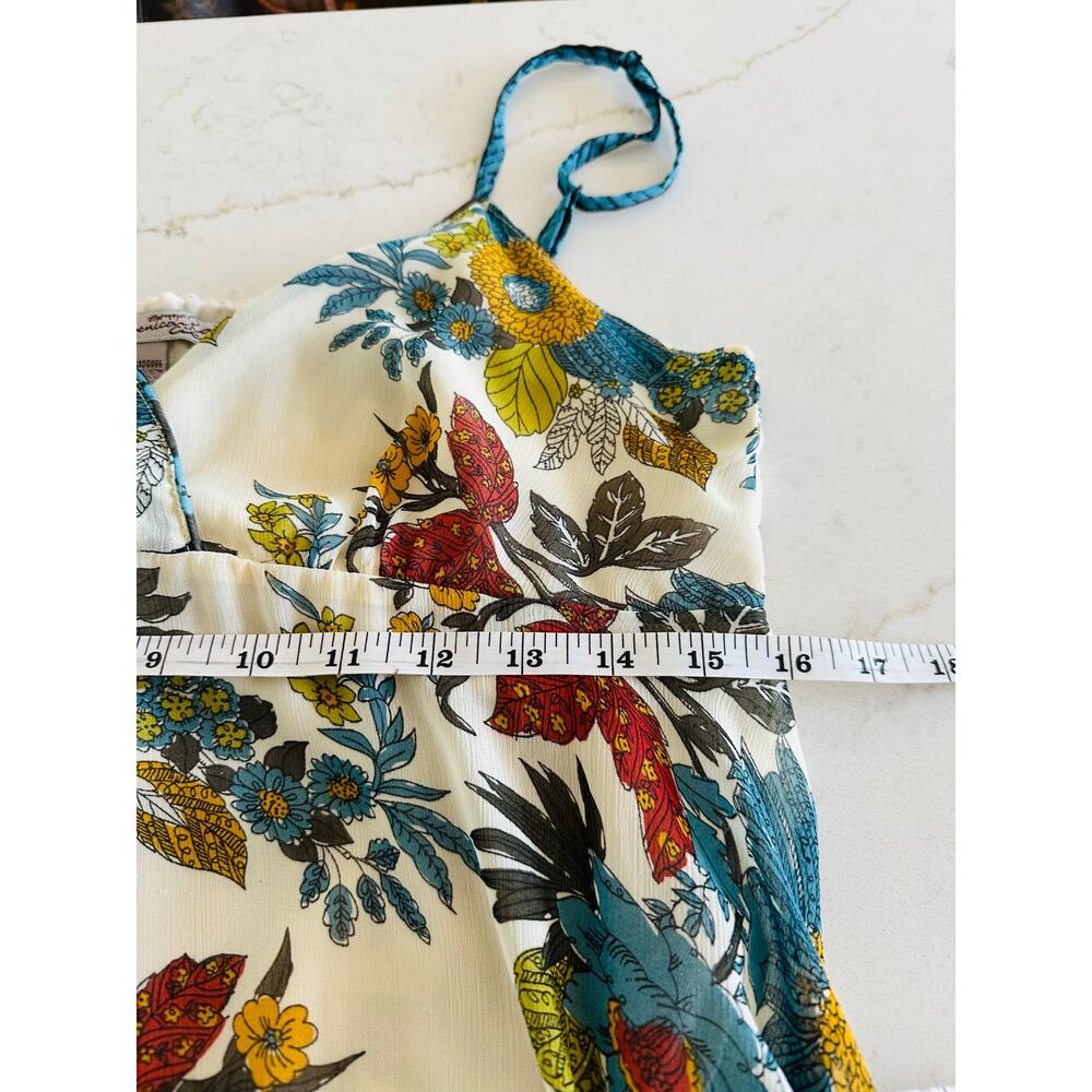 Boho Floral Handkerchief Asymmetrical Hem Dress Flowy Cottagecore Sundress Med - Picture 6 of 6